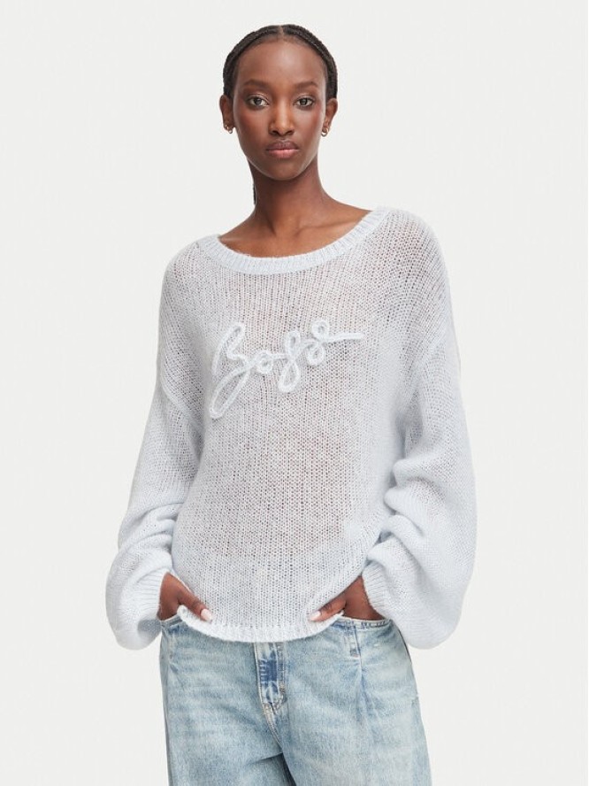 BOSS Sweter C_Farazena 50570093 Niebieski jasny Regular Fit