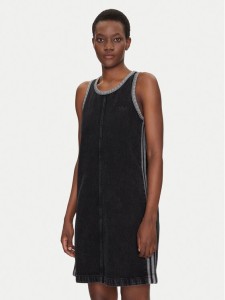 adidas Sukienka jeansowa adicolor Denim 3-Stripes JD3108 Czarny Slim Fit