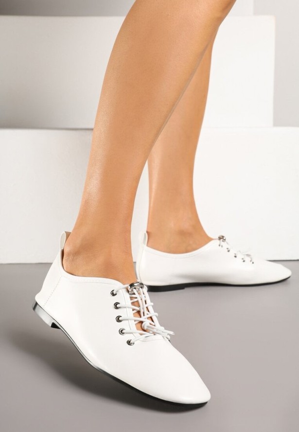 Białe Półbuty ze Sznurowaniem ze Stoperem Julisha