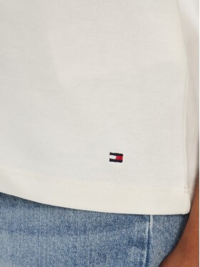 Tommy Hilfiger T-Shirt Gold Button WW0WW45628 Biały Regular Fit