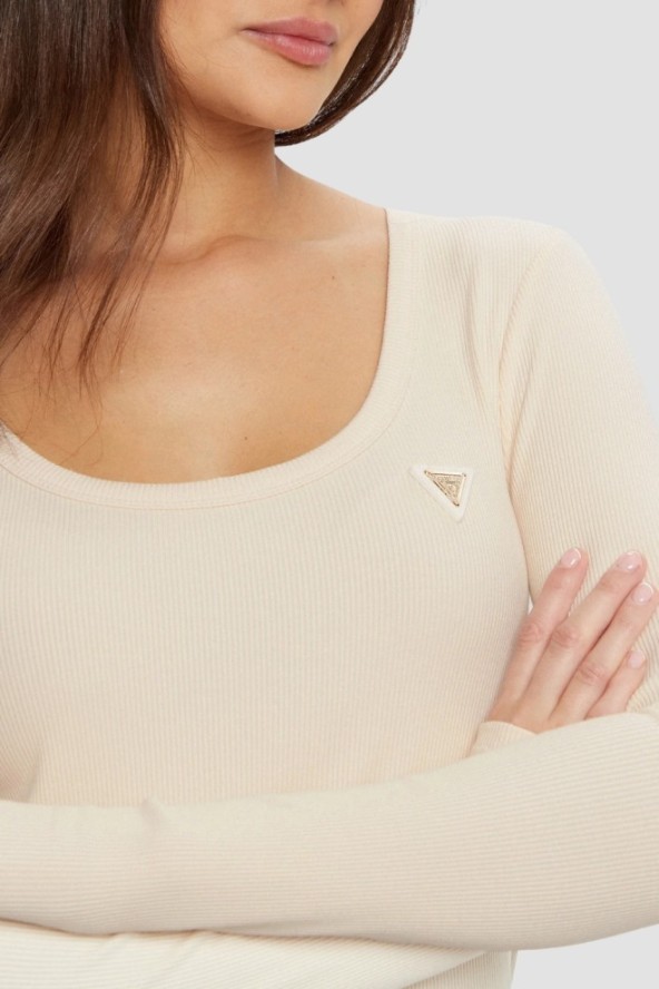 GUESS Beżowy damski longsleeve Colette, Rozmiar M