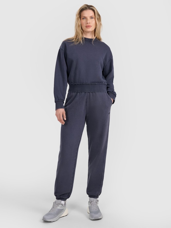 4F Bluza dresowa nierozpinana bez kaptura damska - granatowa XXL