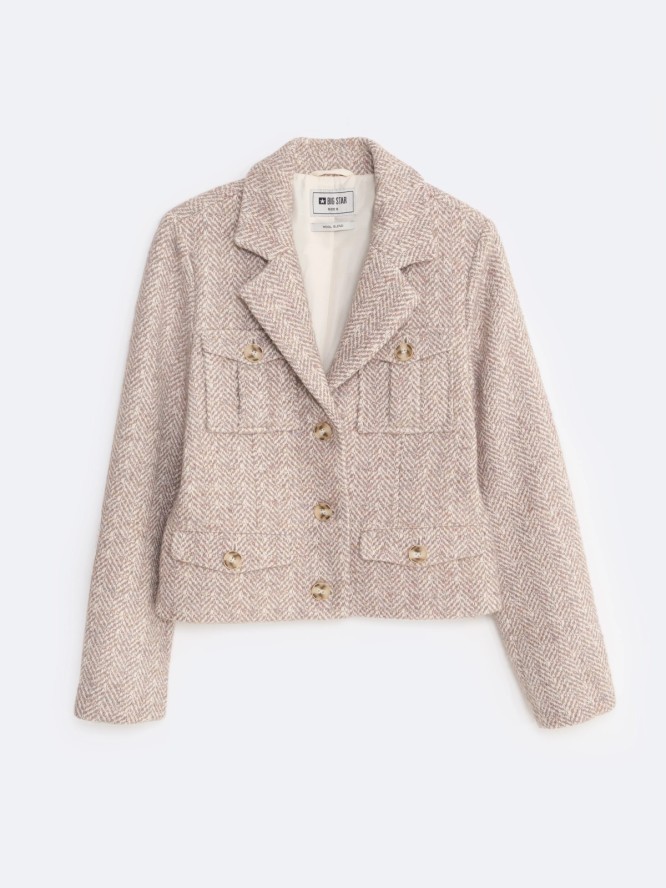 Kurtka damska z dodatkiem wełny różowa Merta 000