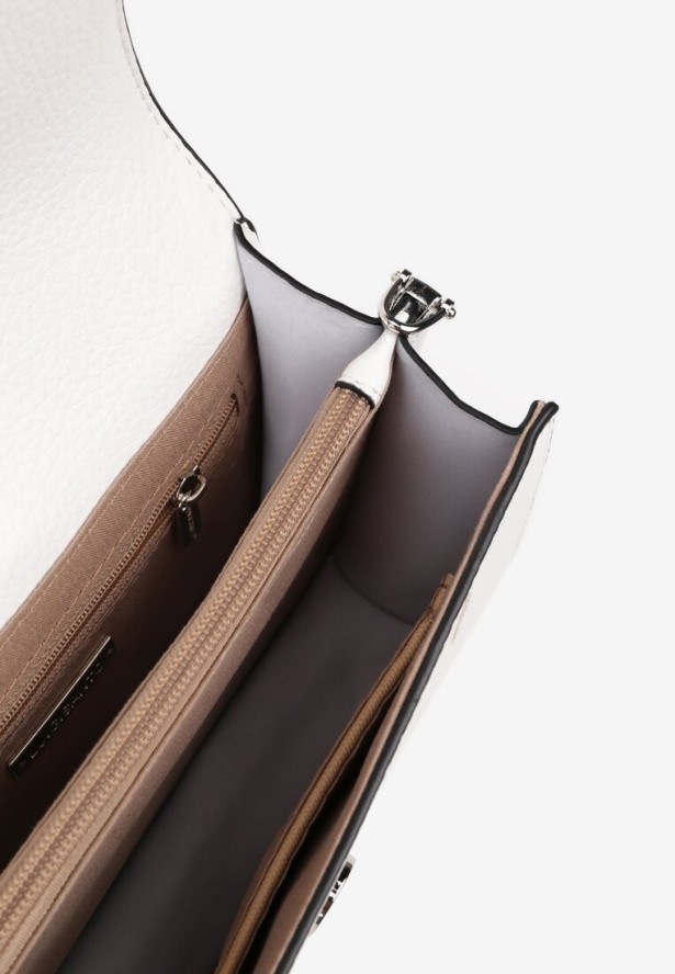 Biała Torebka Dwukomorowa Ozdobiona Suwakiem Davisiae