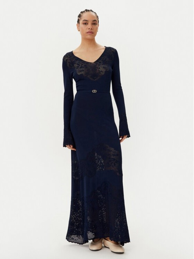 TWINSET Sukienka dzianinowa 251TP3240 Granatowy Slim Fit