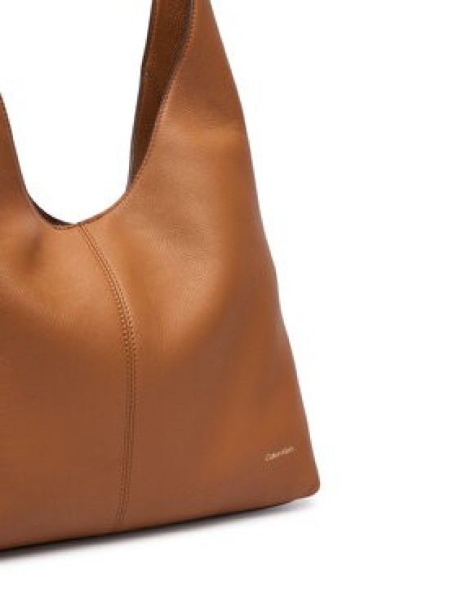 Calvin Klein Torebka Slouchy Leather Md Shoulder Bag LV04F3543G Brązowy jasny