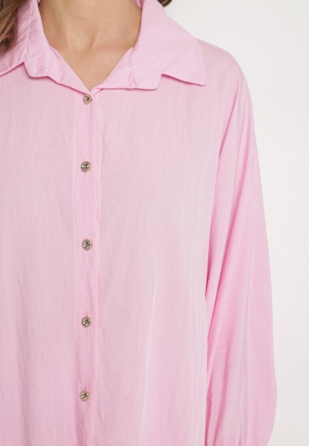 Jasnoróżowa Koszula z Wiskozą o Kroju Nietoperza Sonaretia