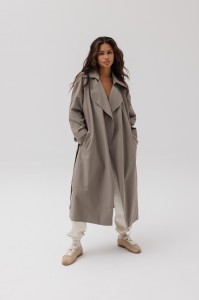 Klasyczny bawełniany trencz w kolorze LIGHT KHAKI - VENICE-M/L