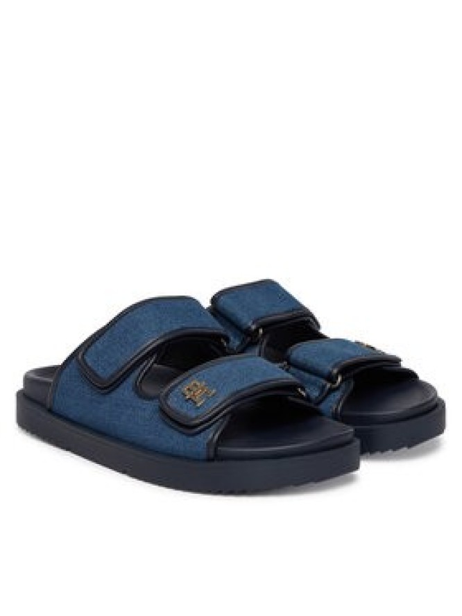 Tommy Hilfiger Klapki Double Strap Denim Sandal FW0FW09123 Niebieski