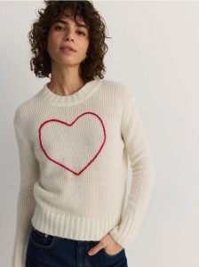 Sweter z domieszką moheru - złamana biel