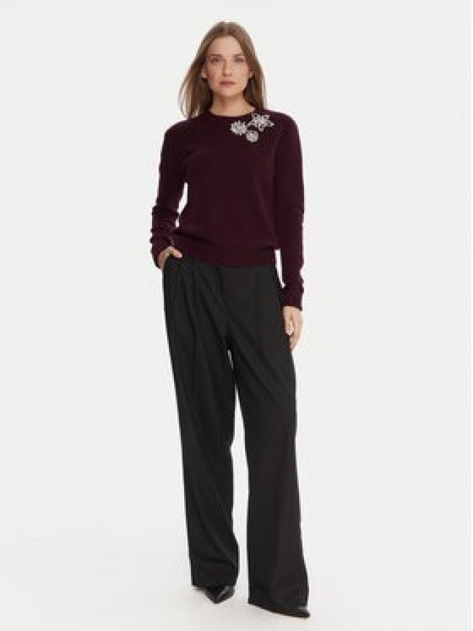 KAOS Sweter RI1KT022 Bordowy Regular Fit