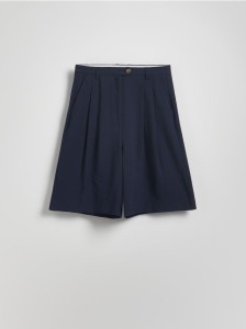 Szorty bermudy z zakładkami - granatowy