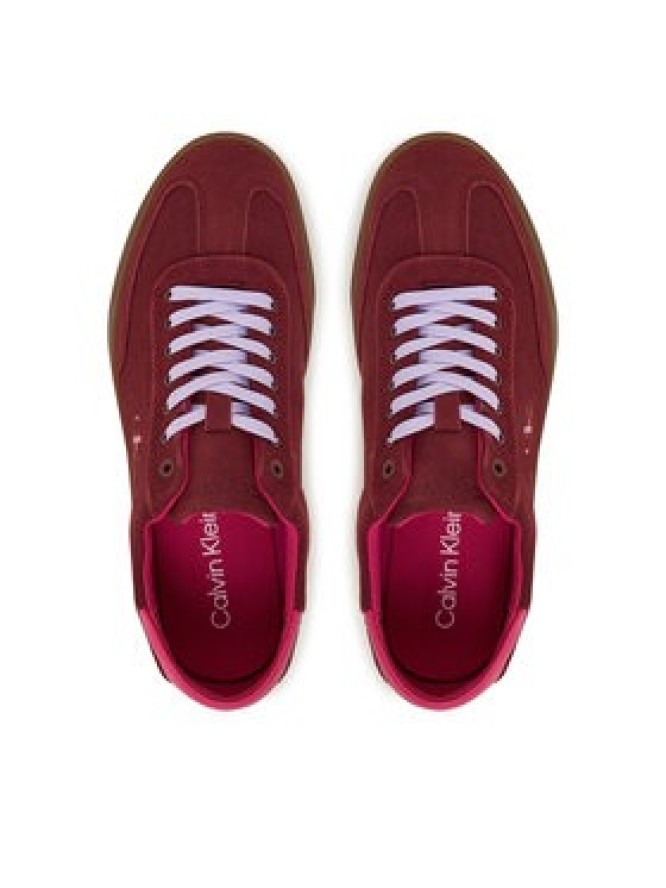 Calvin Klein Sneakersy Low Pro Cups Lace Up Sue Mix Mg HW0HW02683 Bordowy