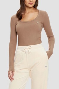 GUESS Brązowy damski longsleeve Colette, Rozmiar L