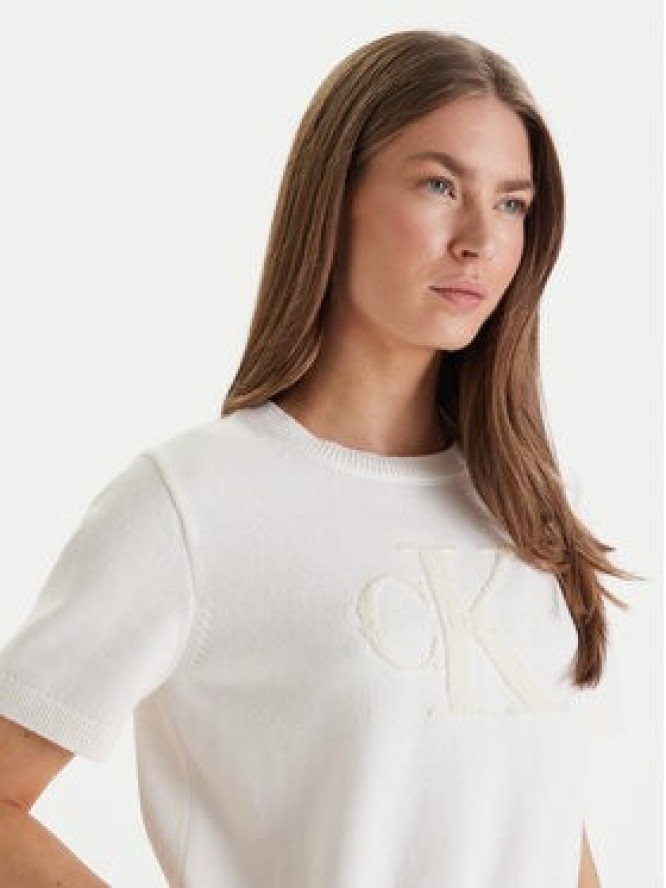 Calvin Klein Jeans Sweter Chunky LV044E306G Beżowy Regular Fit