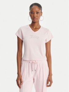 Juicy Couture T-Shirt Capped JCWCT126318 Różowy Slim Fit