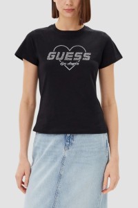 GUESS Czarny damski t-shirt Narciso, Rozmiar XS
