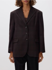 Jednorzędowa marynarka w kratę - ciemnobrązowy