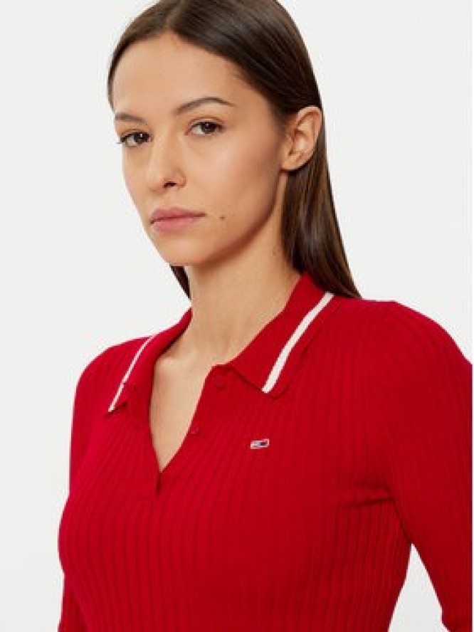 Tommy Jeans Sweter DW0DW19887 Czerwony Slim Fit