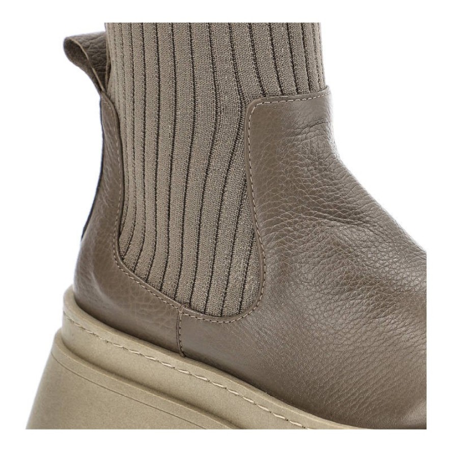 Kozaki damskie Artiker, elastyczna skarpetowa cholewka wsuwana konstrukcja masywna platformowa podeszwa, olive, 51C0862