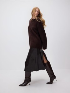 Spódnica w zwierzęcy wzór - ciemnobrązowy