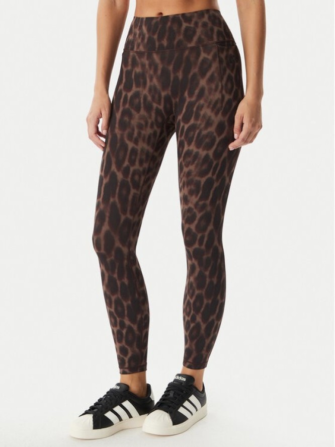 adidas Legginsy Optime Power Leopard KF9094 Brązowy Slim Fit