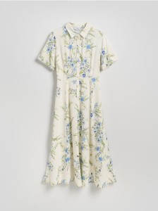 Sukienka midi z domieszką lnu - wielobarwny