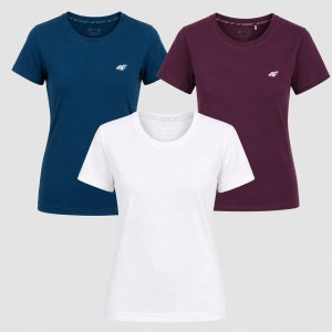 ZESTAW KOSZULEK DAMSKICH 4F KOMPLET T-SHIRT 3PAK SPORTOWY SS26