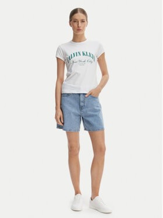 Calvin Klein Jeans T-Shirt Graphic Logo LV047F815G Biały Slim Fit