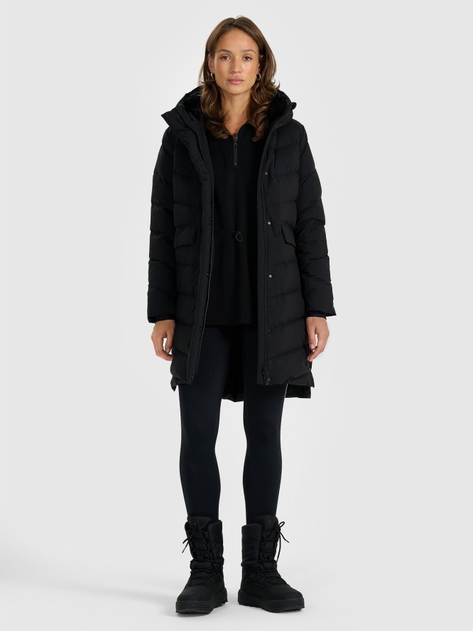 4F Płaszcz puchowy z wypełnieniem naturalnym damski - czarny XXL