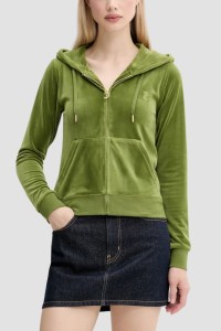 JUICY COUTURE Oliwkowa bluza damska Robertson Hoodie, Rozmiar XL