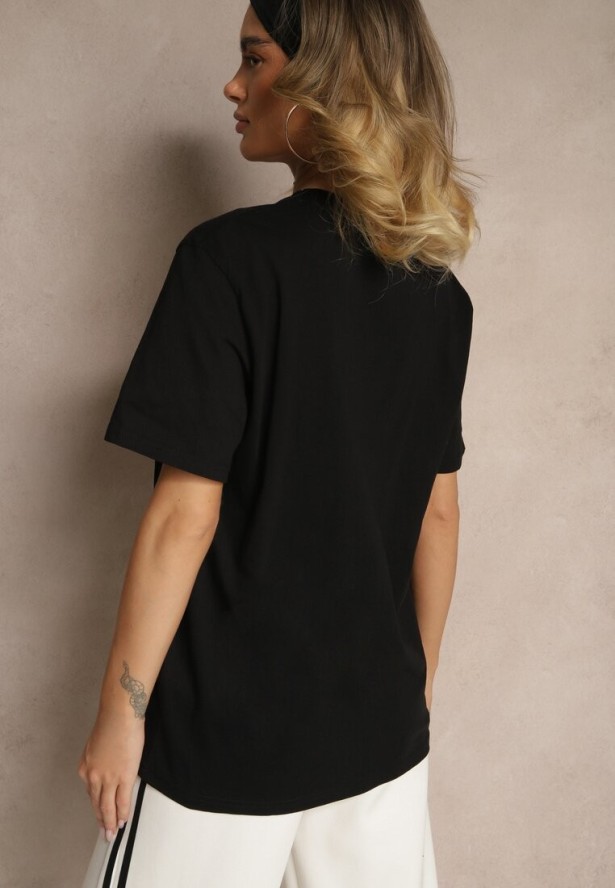 Czarna Bawełniana Koszulka z Palmami Sunisora