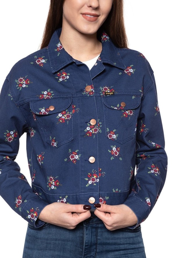 DAMSKA KURTKA JEANSOWA WRANGLER RETRO CROP JACKET BLUE DEPTHS W417WSXJY 112128796
