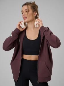 4F Bluza dresowa rozpinana z kapturem damska - brązowa L