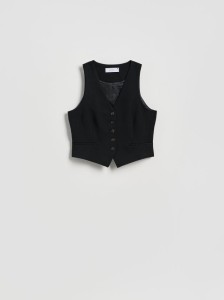 Garniturowa kamizelka z wiskozą - czarny