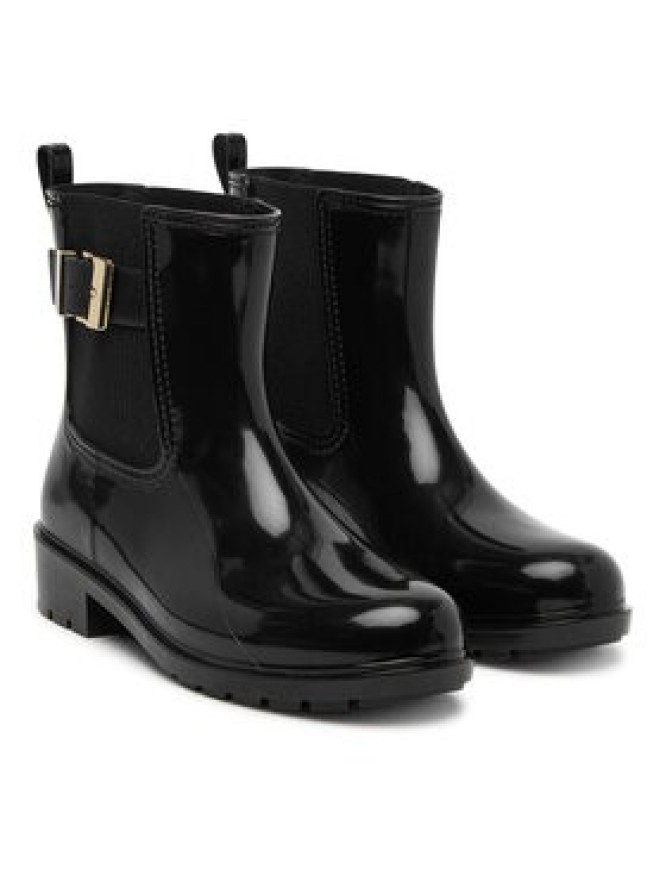 Tommy Hilfiger Kalosze Th Buckle Glossy Ankle Rain Boot FW0FW09543 Czarny
