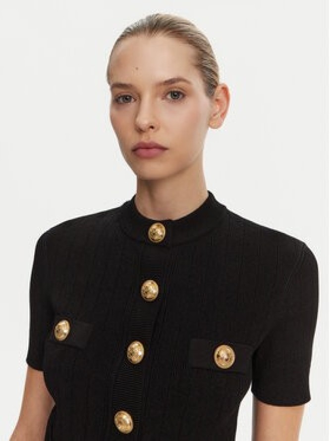 Balmain Kardigan DF1KL023KB07 Czarny Regular Fit