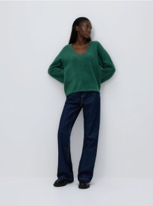 Sweter z szerokimi rękawami - morski