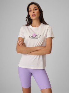 4F T-shirt regular z nadrukiem damski - biały XL