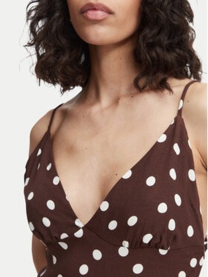 Vero Moda Sukienka letnia Elisa 10350647 Brązowy ciemny Regular Fit