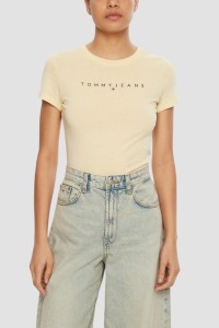 TOMMY JEANS Żółty t-shirt damski, Rozmiar L