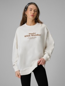 4F Bluza dresowa oversize bez kaptura damska - biała XL