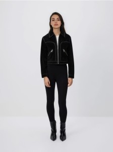 Legginsy z ozdobną taśmą - czarny