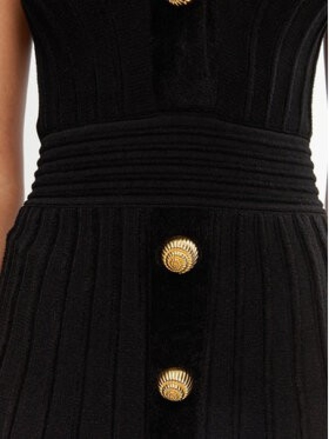 Balmain Sukienka dzianinowa DF0R7086KH64 Czarny Regular Fit