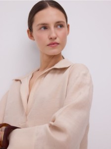 Koszula z lnem - kremowy