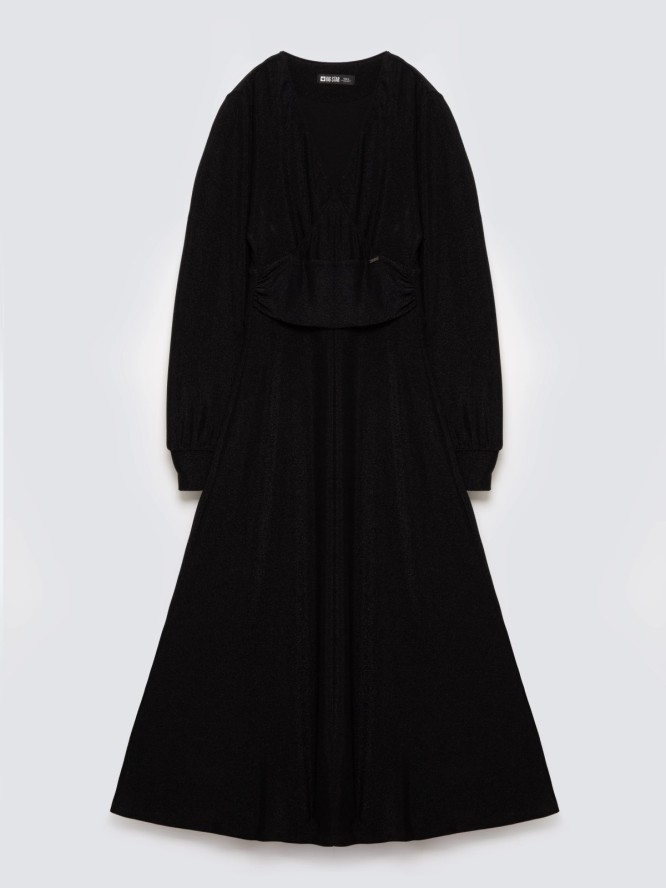 Sukienka damska midi błyszcząca czarna Daniela 906