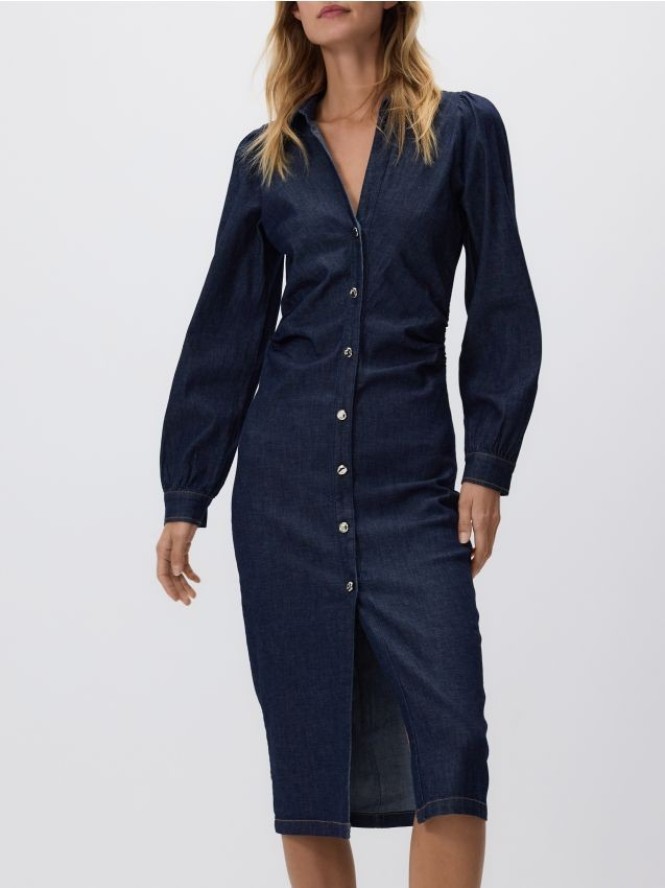 Jeansowa sukienka midi - granatowy