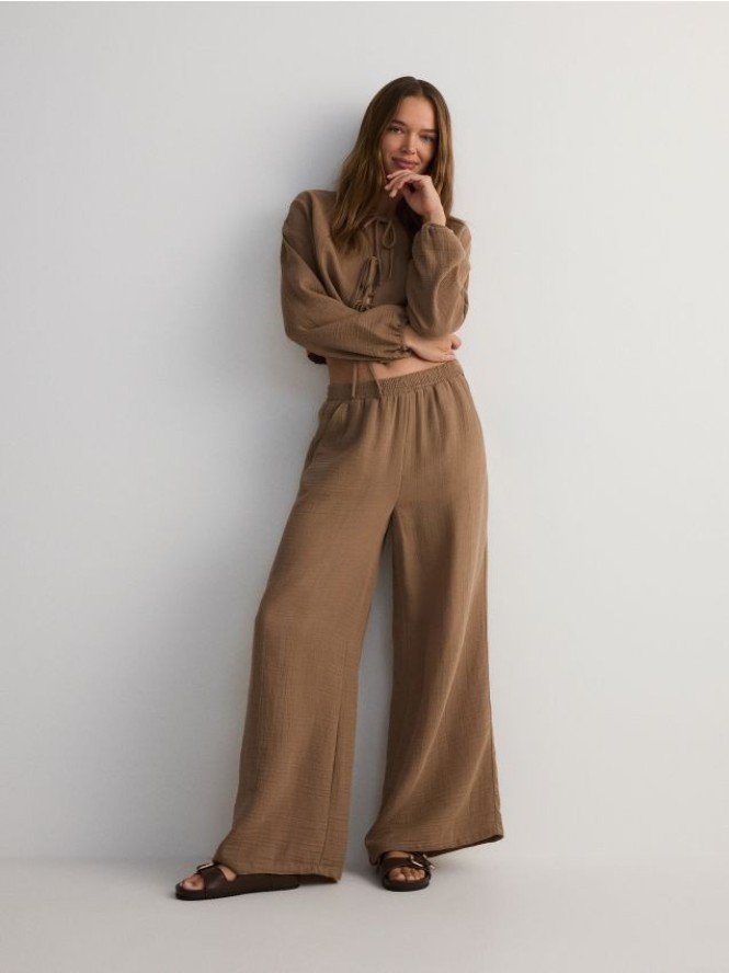 Muślinowe spodnie - brązowy