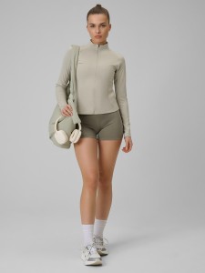 4F Legginsy krótkie treningowe damskie - oliwkowe S