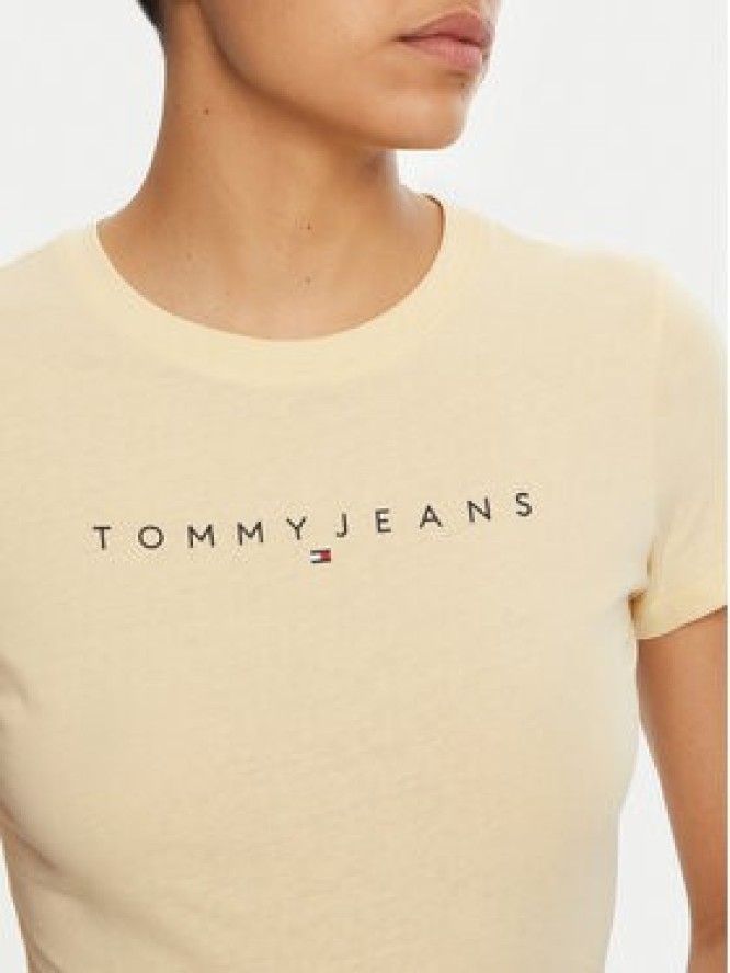 Tommy Jeans T-Shirt Linear DW0DW18398 Żółty Slim Fit